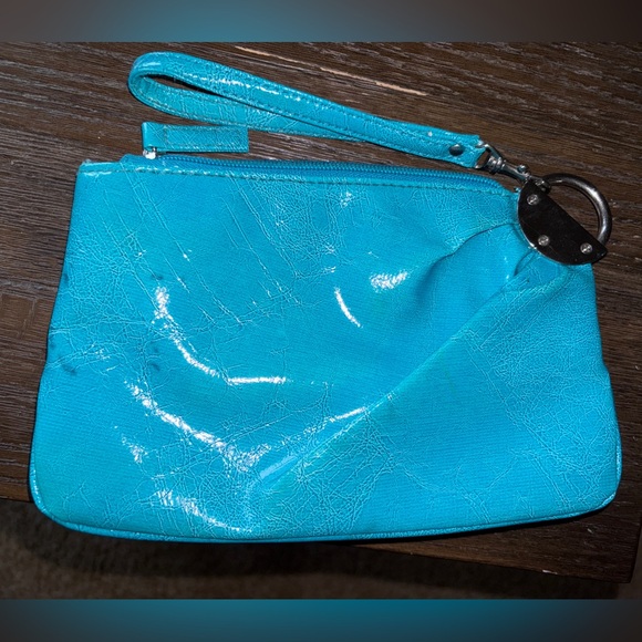 Turquoise Patent Wristlet Clutch - Picture 8 of 8